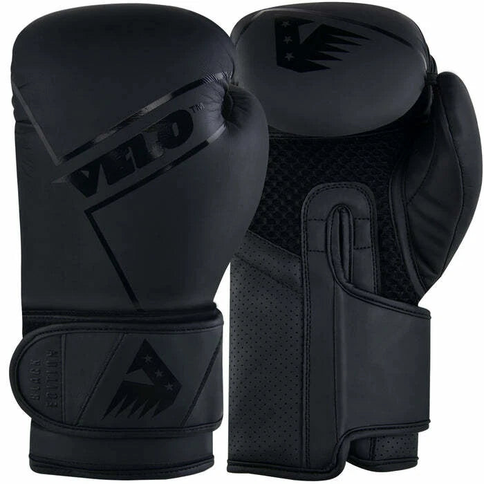 Velo Unisex Leather Boxing Gloves – Black