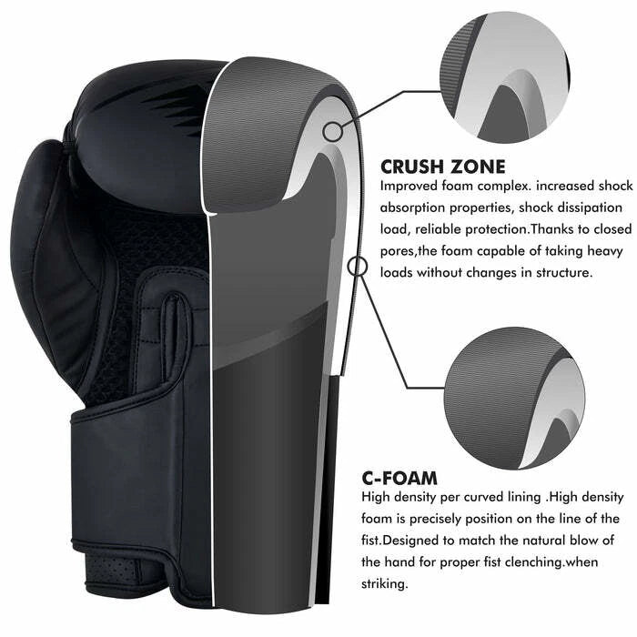 Velo Unisex Leather Boxing Gloves – Black