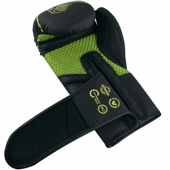 Velo Unisex Leather Boxing Gloves – Black & Lime